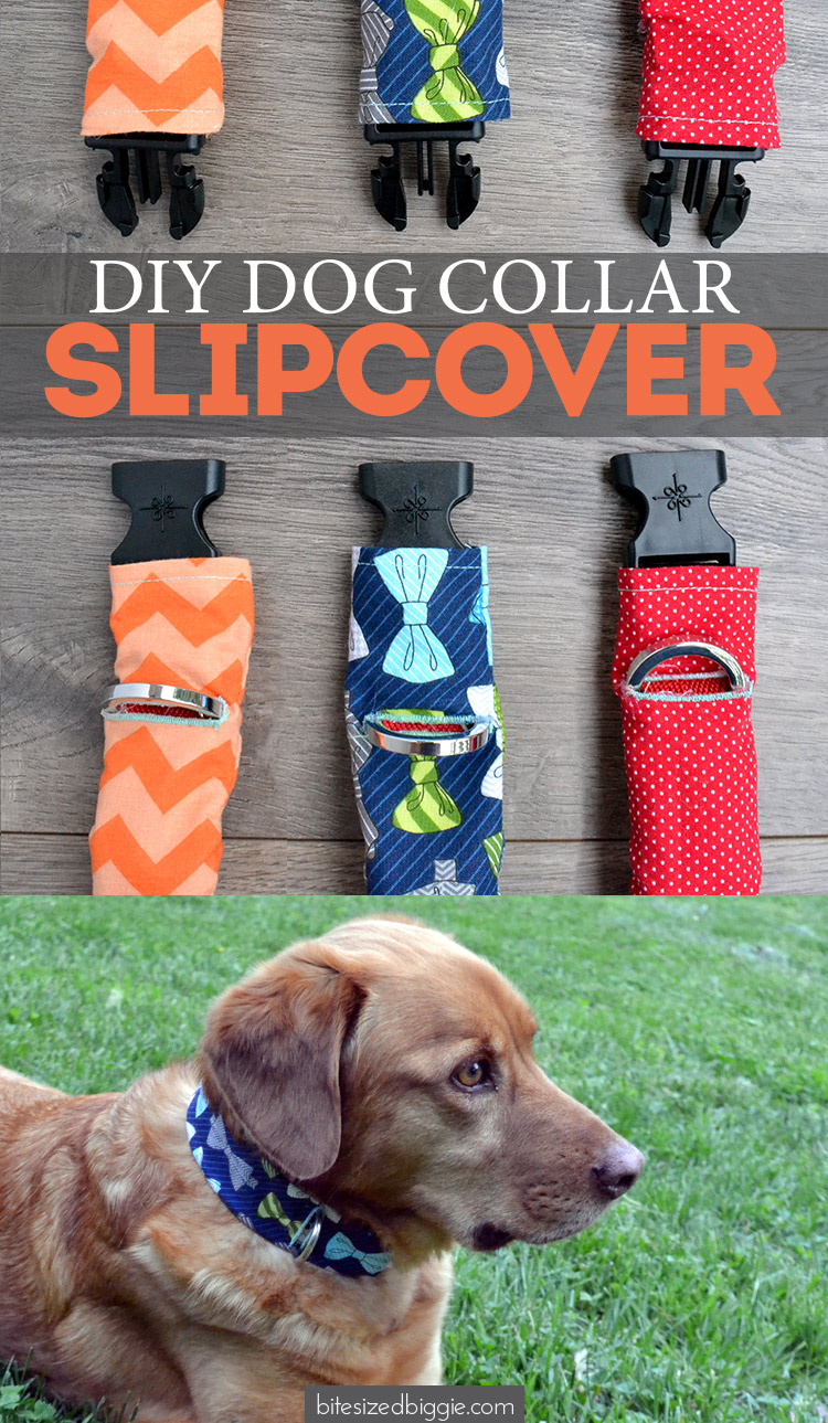 Pet Collar Slipcover tutorial for cats and dogs! Use fabric scraps to fancy up an old collar and dress them up for special occasions!