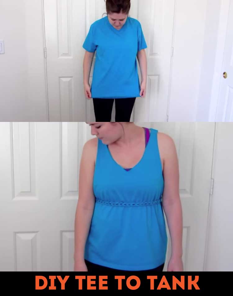 Turn a boxy t-shirt into a tank top!