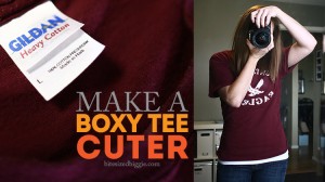 Turn a big boxy t-shirt into a cuter fitted tee - NO SEW!