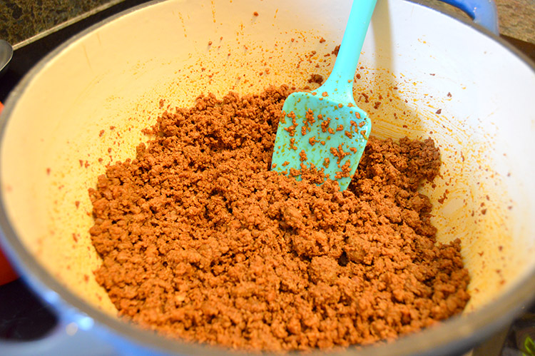 Mexican Cabbage Recipe - brown meat