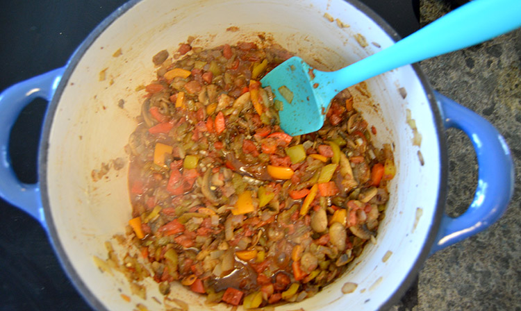 Mexican Cabbage Recipe browned veggies and mushrooms