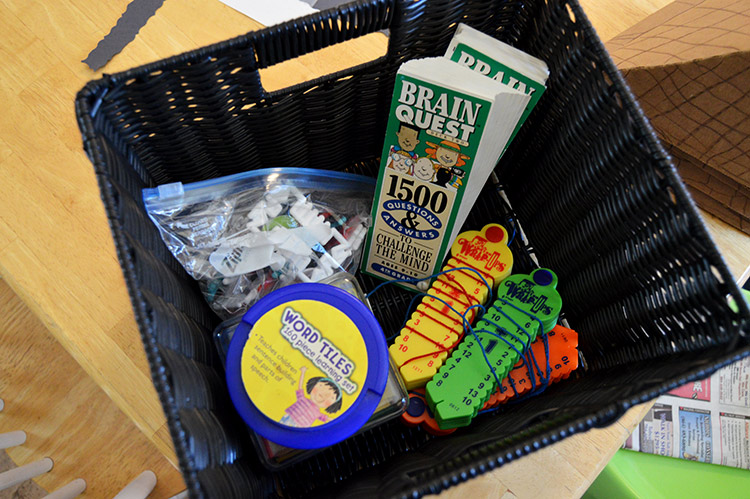 Our homeschool setup - a classroom in the kitchen - storing tools