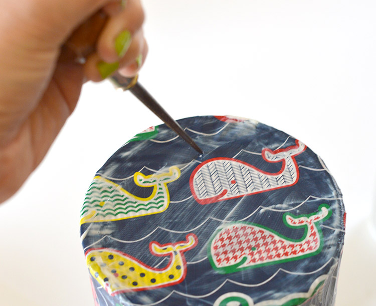 Upcycled Headband organizer tutorial - add holes for hanging