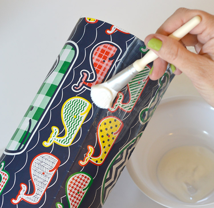 Upcycled Headband organizer tutorial - decoupage fabric onto your container!